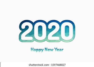 2020 Happy New Year Vector Abstract Triangles Modern Design For Banner, Gift Card, Brochure, Flyer. 2020 Christmas Vector Design. Vibrant 2020 New Year Concept. Vector Illustration