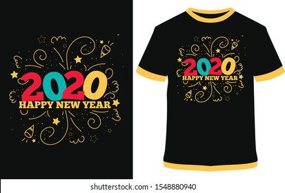 2020 Happy new year - Vintage Vector graphic typographic design for poster, label, badge, logo, icon or t-shirt