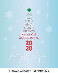 2020 happy new year wishes  in tree form