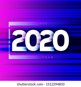 2020 Happy Year New Abstract Vector Art Futuristic Background with Creative Flowing Wave in 80s Stylized. Fashion Holiday Card Design. Modern Chinese Calendar Number. 2020. Vector Illustration.