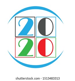 a 2020 icon flat vector