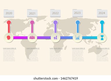 2020 Infographic mission with  workflow layout, Design information and timeline, World map timeline vector infographics with icon and options
