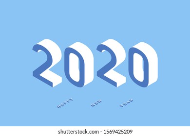 2020 Isometric illustration of Happy New Year. Vector backgrond