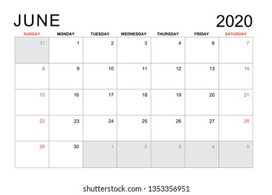 2020 June Calendar
