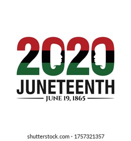 2020 Juneteenth. June 19, 1865. Design of Banner and Flag. Vector logo Illustration.