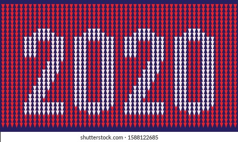 2020 knitted font, elements and borders for Christmas, 2020 New Year or winter design