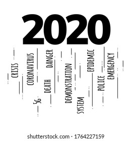 El concepto de año bisiesto 2020 fue uno de los peores años de los últimos años. Coronavirus, desempleo, crisis financiera, peligro, muerte, huelgas, manifestaciones, emergencia, 5g. Deténganlo, por favor, 2020. Vector de acciones