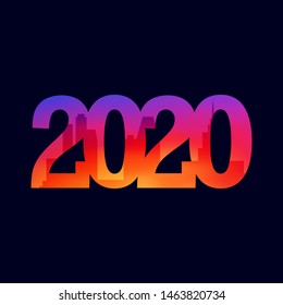 2020 Lettering. Big Numerals and Big City Silhouette. Merry Christmas and Happy New Year 2020 Background, Template. Christmas Greeting Card. Vector Illustration.