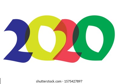 2020 lettering typographic word  2020 vector design line art on white background