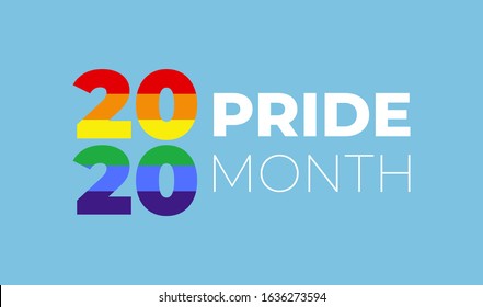 2020 LGBT Pride month. Rainbow 2020 banner. Vector