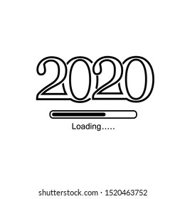 2020 loading line icon. Merry Christmas and Happy New Year, Loading bar icon. Vector