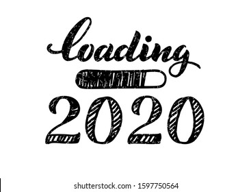 2020 loading. Merry Christmas and Happy New Year, Progress bar with inscription - 2020 loading in sketchy style.  Vector illustration EPS 10