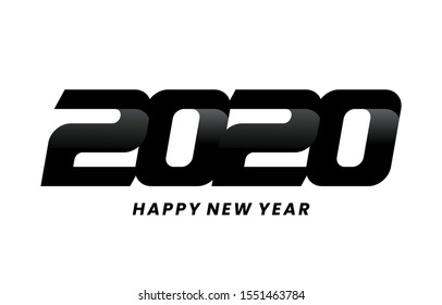 2020 logo design. Happy New Year text. Isolated on white background. Brochure design template, card, calendar, diary, or banner. Stock vector illustration for your design. 
