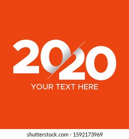 2020 logo design vector. New year logo design countdown. Logo with fireworks. Outline style and negative space design style