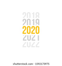 2020 logo design vector. New year logo design countdown. Logo with fireworks. Outline style and negative space design style