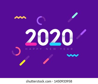 2020 Logo Graphics For New Year Celebration Banners, Poster, Ads, Wishes In Vector Isolated Background - Vector