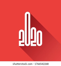 2020 Logo As A Hand Showing The Middle Finger Or Shit. Shit Year. Text. Vector.