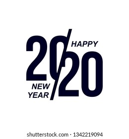 2020 Logo Happy New Year. Set Of Celebration Text Graphics. Cover Of Business Diary For With Wishes. Brochure Design Template, Poster, Card, Banner. Vector Illustration. Isolated On Blue Background.