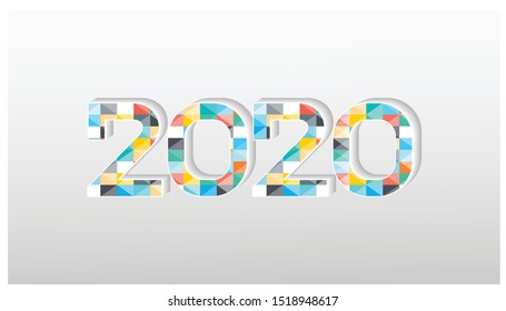  2020 logo text  Colorful Geometry vector illustration.