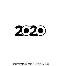  2020 logo text design. Cover of business diary for 2020 with wishes. Brochure design template, card, banner. Vector illustration. Isolated on white background.