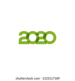  2020 logo text design. Cover of business diary for 2020 with wishes. Brochure design template, card, banner. Vector illustration. Isolated on white background.