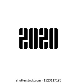  2020 logo text design. Cover of business diary for 2020 with wishes. Brochure design template, card, banner. Vector illustration. Isolated on white background.