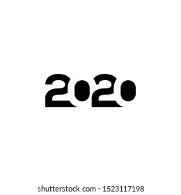  2020 logo text design. Cover of business diary for 2020 with wishes. Brochure design template, card, banner. Vector illustration. Isolated on white background.