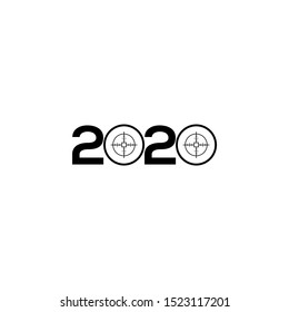  2020 logo text design. Cover of business diary for 2020 with wishes. Brochure design template, card, banner. Vector illustration. Isolated on white background.