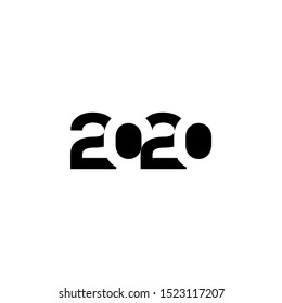  2020 logo text design. Cover of business diary for 2020 with wishes. Brochure design template, card, banner. Vector illustration. Isolated on white background.