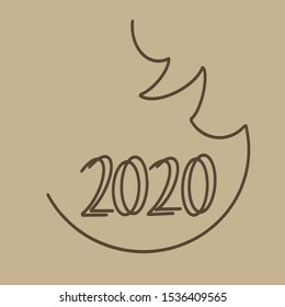 2020 logo text design with new year tree. Cover of business diary for 2020. Brochure design template, card, banner. Vector illustration. Isolated New Year 2020 logo text design.