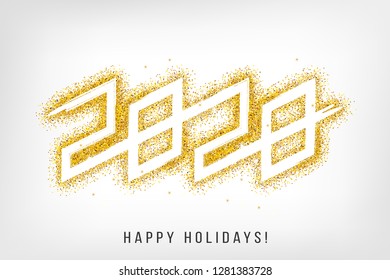 2020 logo text happy new year abstract card design template with golden star