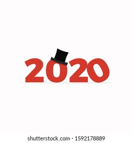 2020 logotype design with magic hat. Vector design.