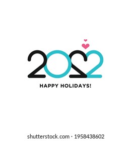 2020 Logotype of the year. Vector modern minimalistic text with colorful numbers. Conceptual design. Vector perfect modern minimalistic text with black numbers. Isolated on white background. Love sign