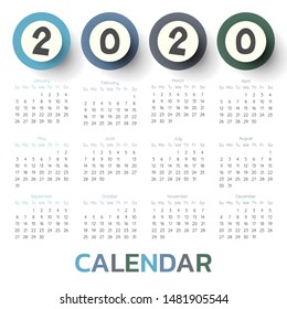 2020 Modern calendar template .Vector/illustration.