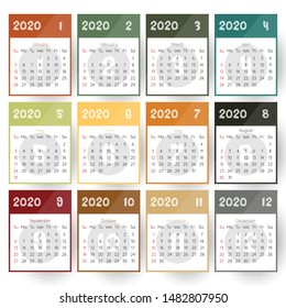 2020 Modern calendar template .Vector/illustration.