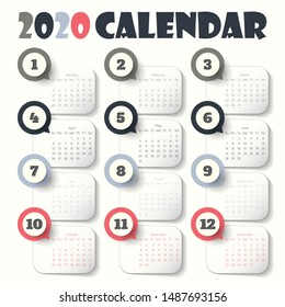 2020 Modern calendar template .Vector/illustration.