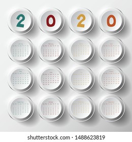 2020 Modern calendar template .Vector/illustration.