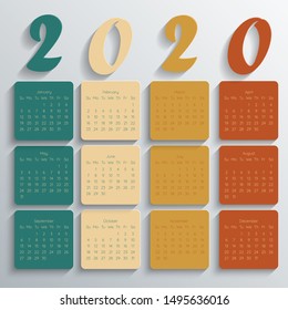2020 Modern calendar template .Vector/illustration.