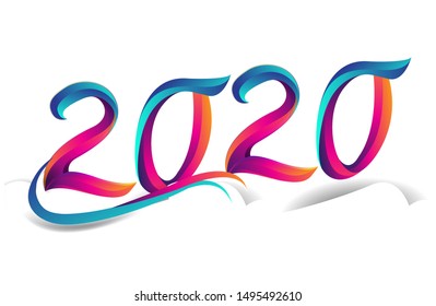 2020 modern and colorful logotype, happy new year 2020 sign, vector illustration