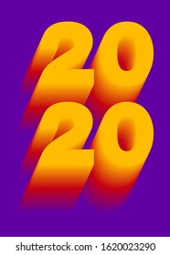 2020 modern style poster.2020 design template with gradient numeral on purple background . Design for calendar, greeting cards or print.