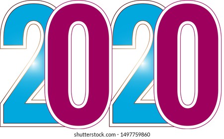 2020 modern text design vector illustration