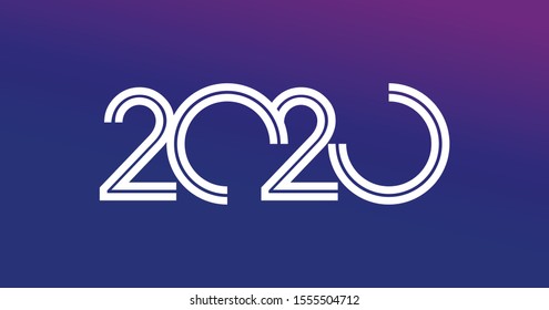 2020 modern typeface design. Happy new year simple greeting template. Vector design for banner, card, business, greeting, calendar.