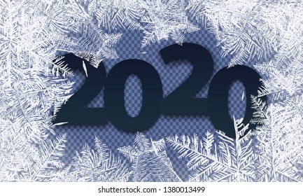 2020 modern winter background New Year on ice frosted background. Global colors. One editable gradient is used for easy recolor. Christmas background for flyer, poster, brochure, web banner