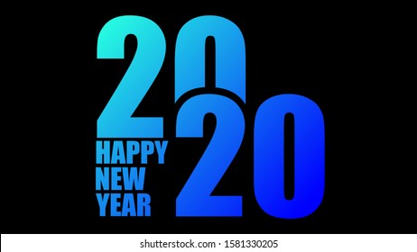 2020 Monochrome Logo Creative -  2020 Modern Design With Gradient Blue Colorful - 2020 Happy New Year Wallpaper