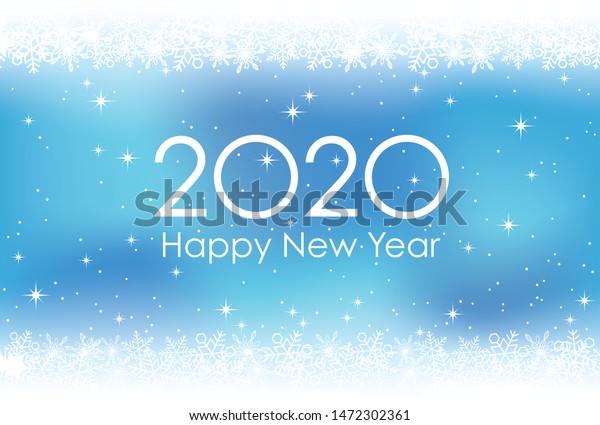 2020 New Year’s card abstract background with snowflakes, vector illustration.