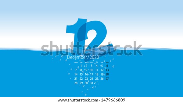 2020 New Desk Calendar December Planner Stock Vector Royalty Free