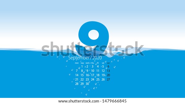 2020 New Desk Calendar September Planner Stock Vector Royalty