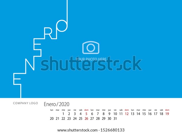 2020 new desk calendar spanish language stock vector january 2020 calendar spanish