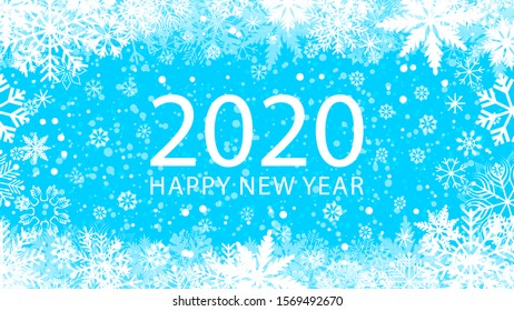 2020 New Year’s poster abstract vector background with snowflakes