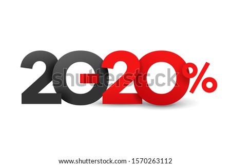 2020 New Year 20% sale - limited winter holiday special offer element for promo banner, flyer or poster - isolated digits and percentage sign